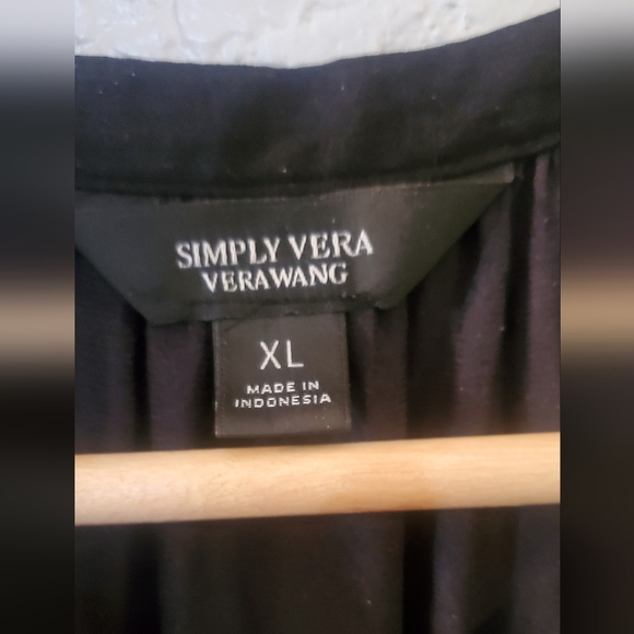 Simply Vera Vera Wang Pintuck Black Midi Dress with White Stripes Size XL - Picture 5 of 7